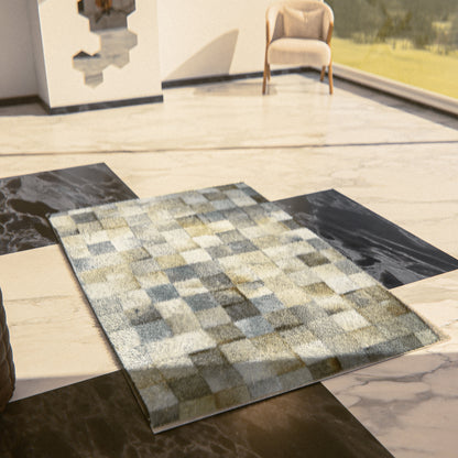 White & Grey Patchwork Rug #A154 by Hide Hoof