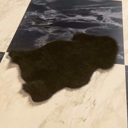 Black Furry Sheepskin Rug #A201 by Hide Hoof