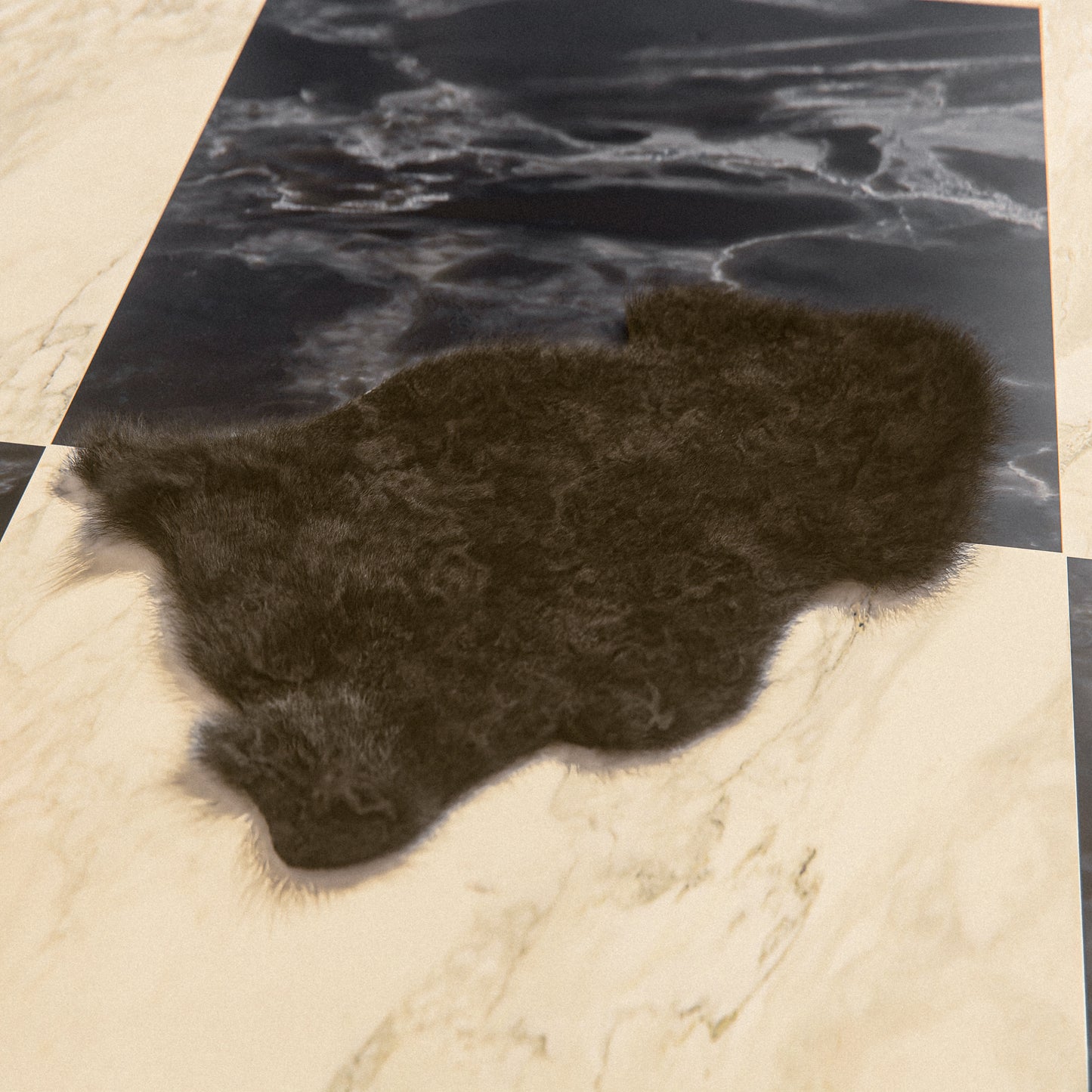 Dark Brown Furry Sheepskin Rug #A202 by Hide Hoof