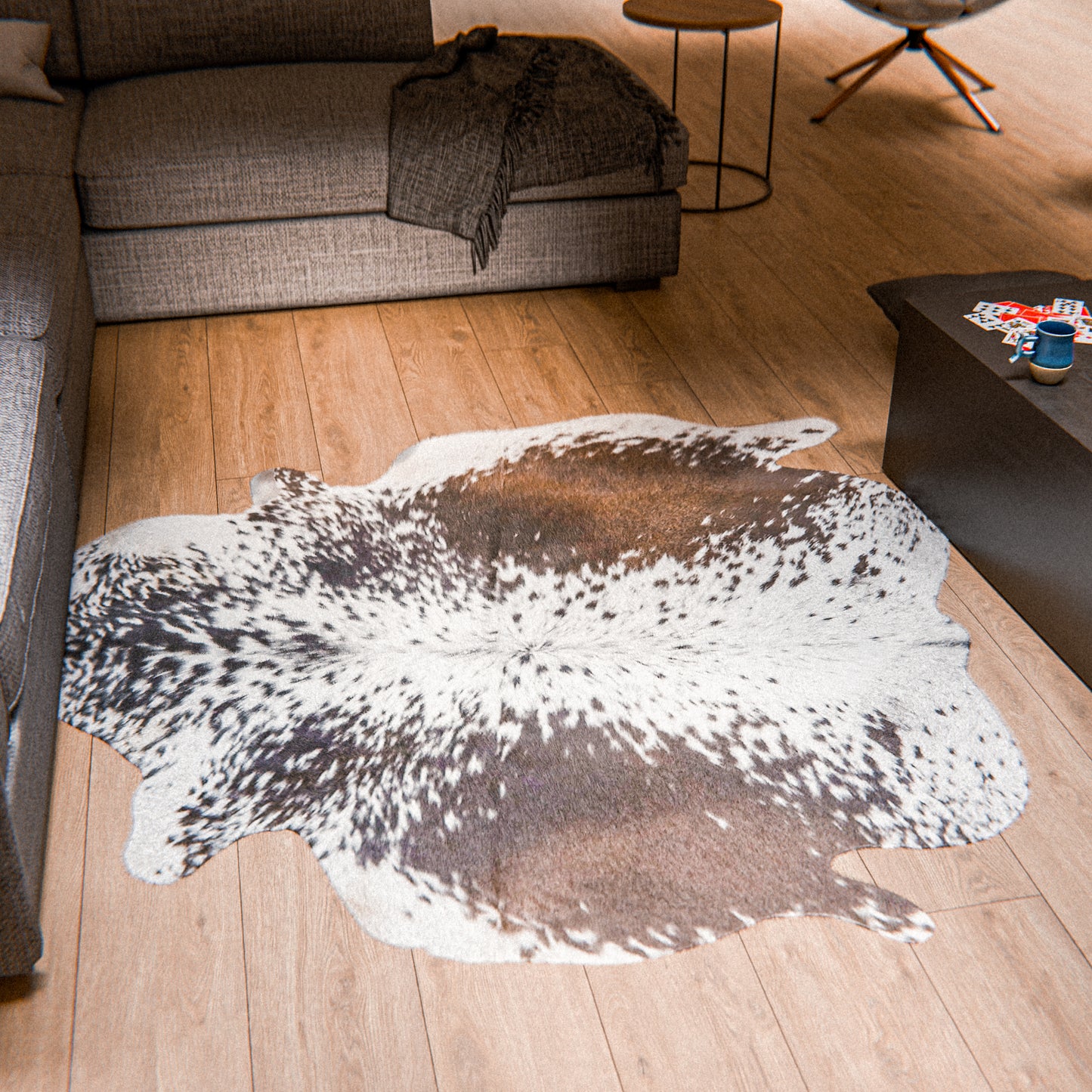 Speckled Dark White & Brown Cowhide Rug #A033 by Hide Hoof