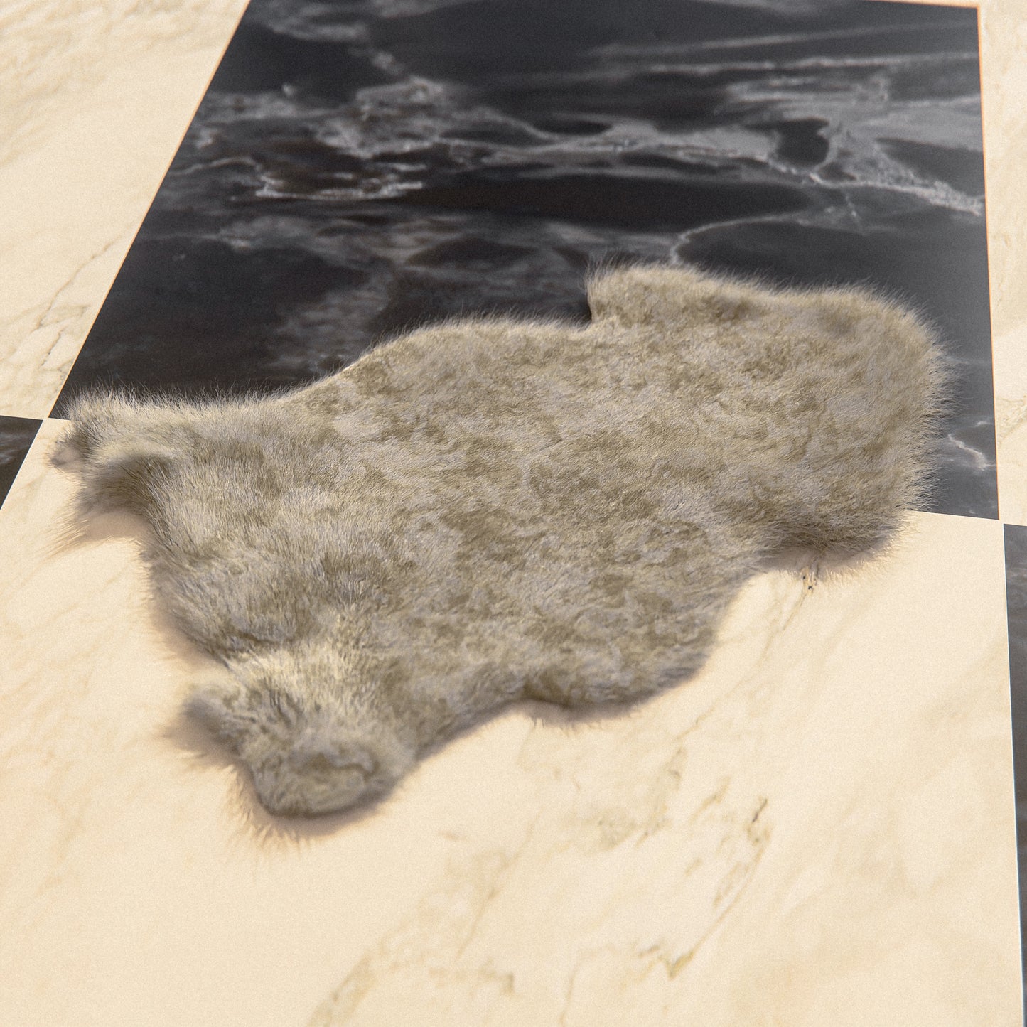 Linen Furry Sheepskin Rug #A203 by Hide Hoof