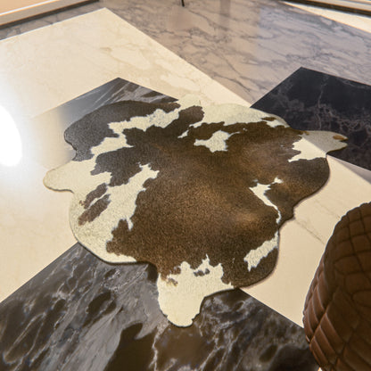 Chocolate and White Cowhide Rug #A028 by Hide Hoof