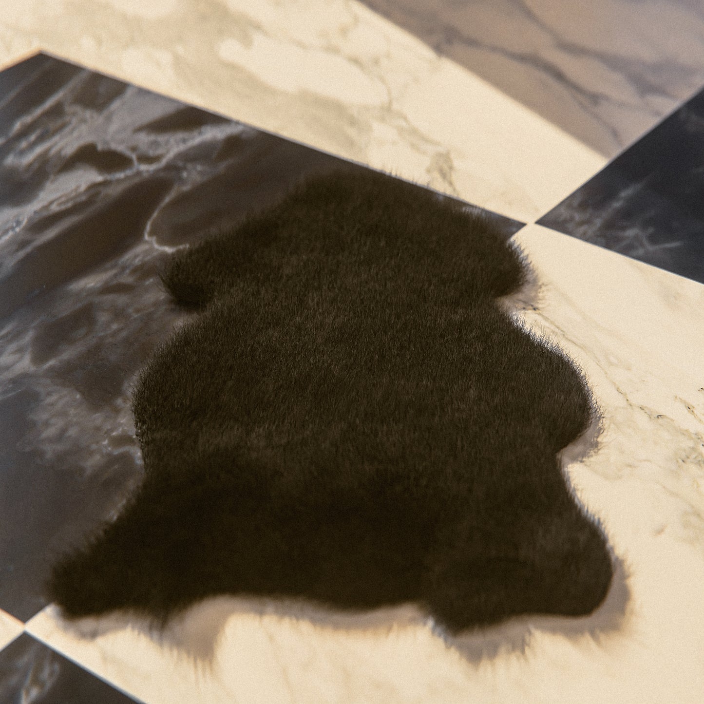 Black Furry Sheepskin Rug #A201 by Hide Hoof