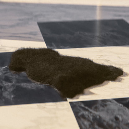 Black Furry Sheepskin Rug #A201 by Hide Hoof