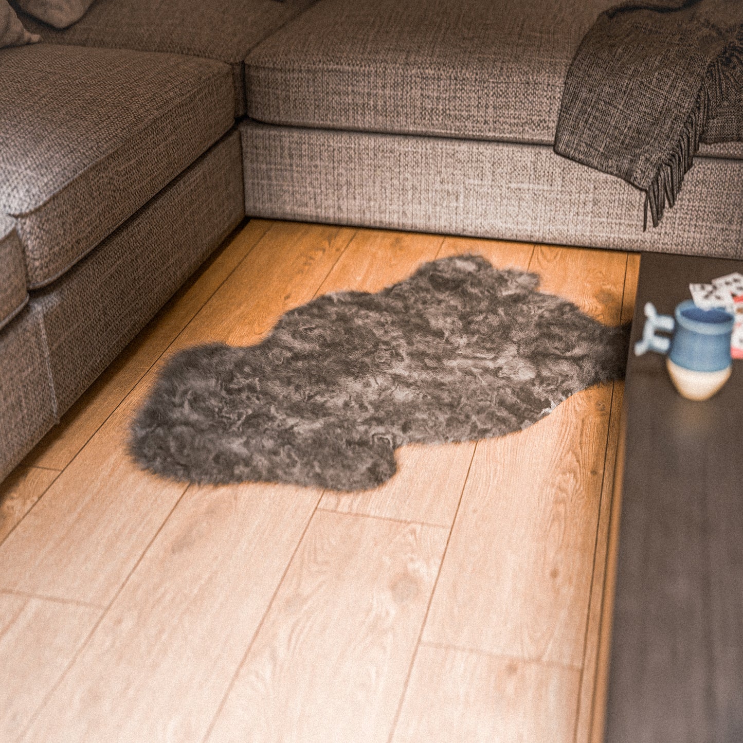 Dark Brown Furry Sheepskin Rug #A202 by Hide Hoof