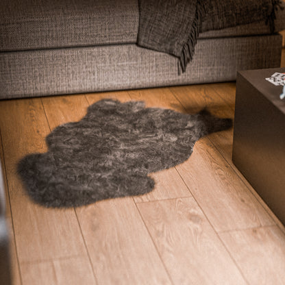 Dark Brown Furry Sheepskin Rug #A202 by Hide Hoof