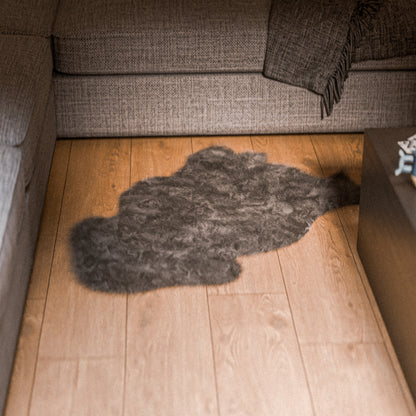 Dark Brown Furry Sheepskin Rug #A202 by Hide Hoof