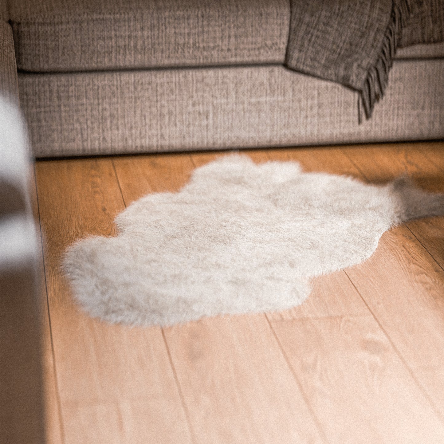 Linen Furry Sheepskin Rug #A203 by Hide Hoof